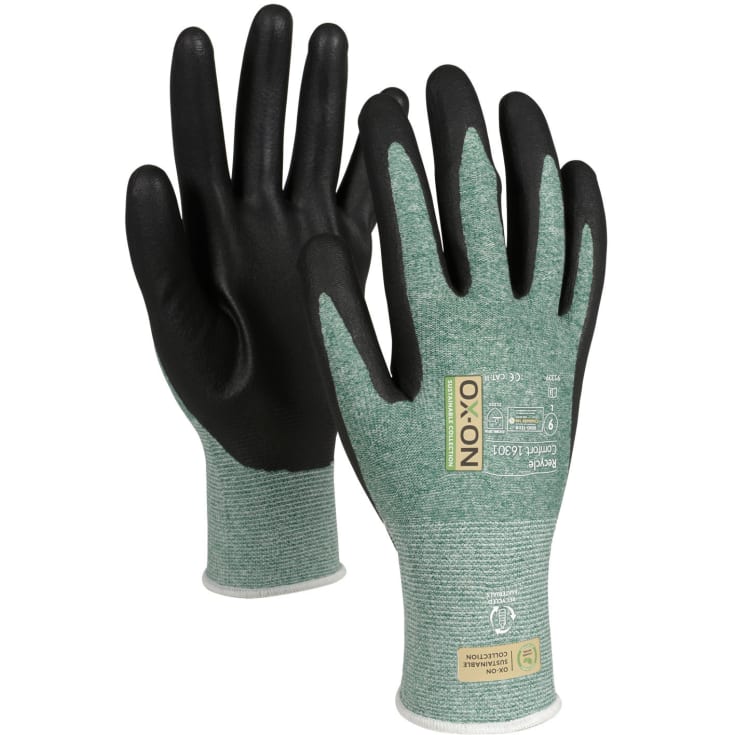 OX-ON Recycle Comfort 16301 arbejdshandsker, Grøn/Sort, 7