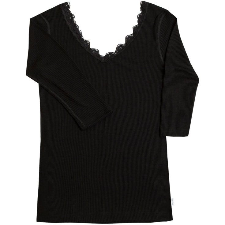 Joha Kate 3/4 ærmet dame undertrøje, uld/silke, Sort, 2XL