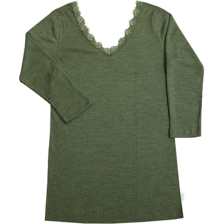 Joha Kate 3/4 ærmet dame undertrøje, uld/silke, Olivengrøn, 2XL