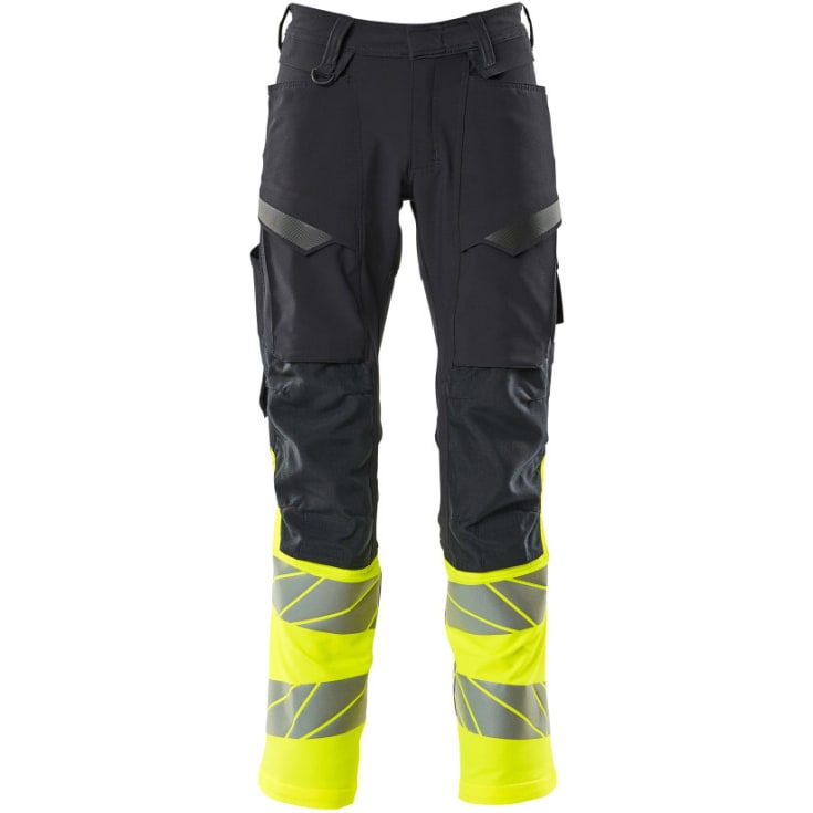 Mascot Accelerate Safe arbetsbyxor med stretch, marinblÄ/hi-vis gul, st 82C51