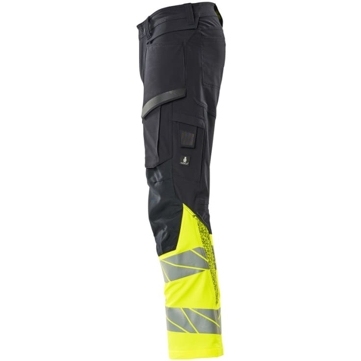 Mascot Accelerate Safe arbeidsbukser med stretch, marineblå/hi-vis gul, str. 82C52