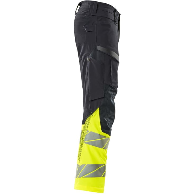 Mascot Accelerate Safe arbeidsbukser med stretch, marineblå/hi-vis gul, str. 82C52
