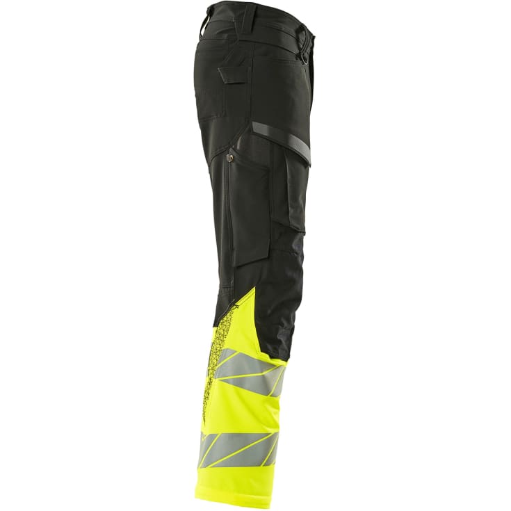 Mascot Accelerate Safe arbeidsbukser med full stretch, sort/hi-vis gul, str. 82C44