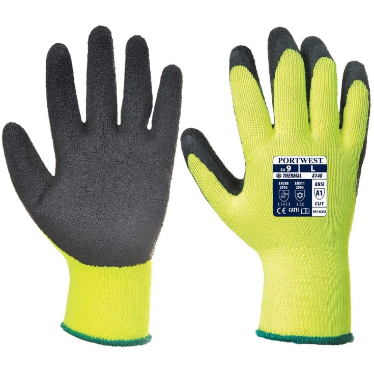 Portwest A140 vinter arbejdshandsker, Gul/Sort, XL/10