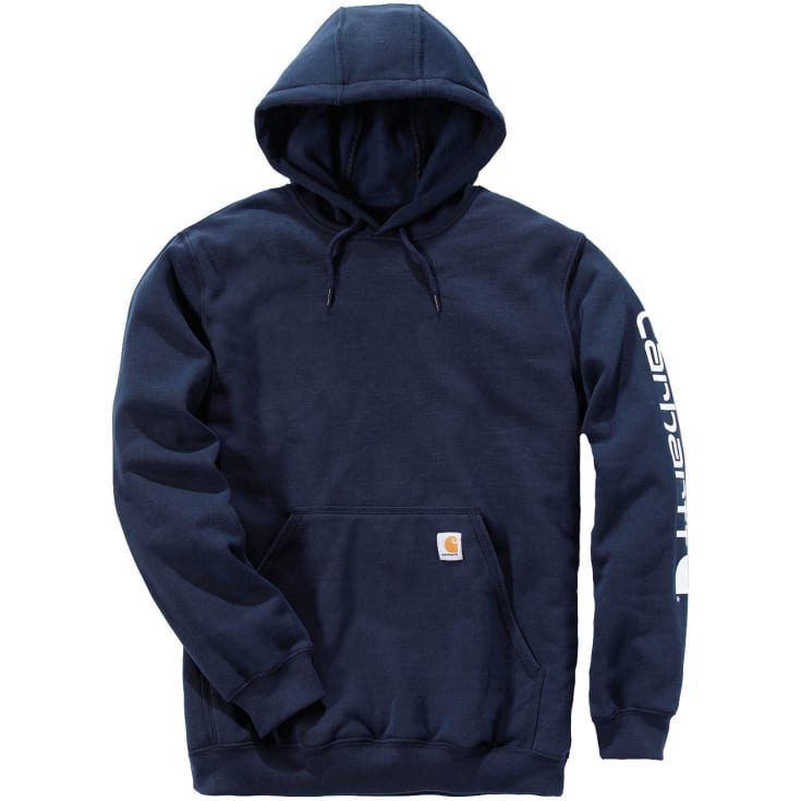 Carhartt Midweight hoodie med logga på ärmen, marinblå, st 2XL
