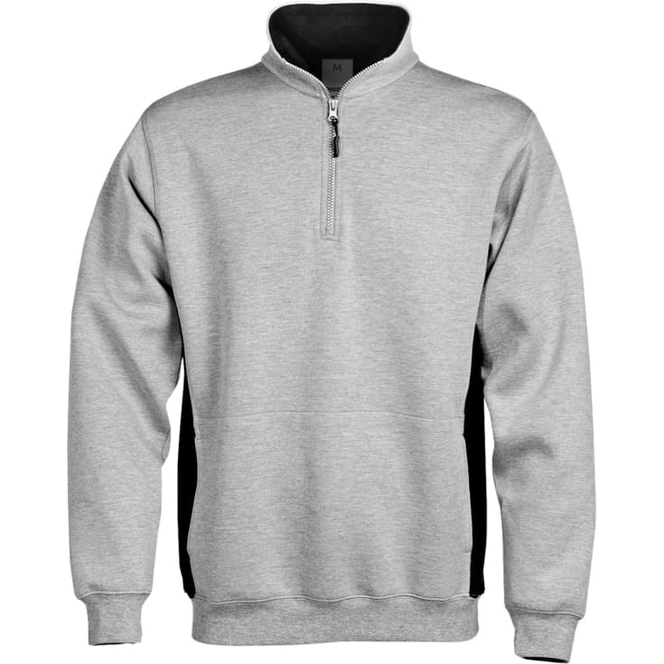 Fristads Acode sweatshirt med lynlås, Lys Grå/Sort, L