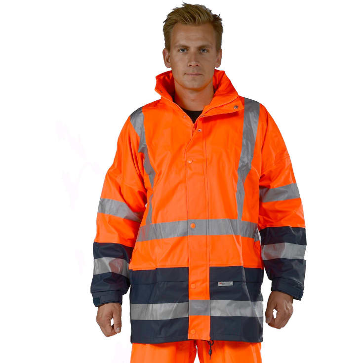 Ocean Weather Comfort vatteret regnjakke, Hi-vis Orange/Marine, 3XL