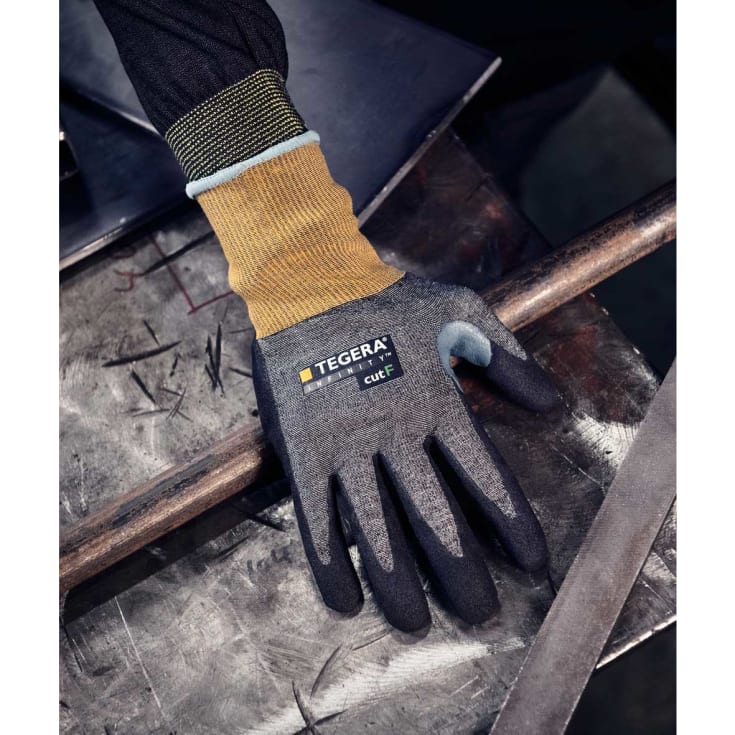 Tegera 8815 Infinity skærehæmmende handsker Cut F, Sort/Grå/Gul, 11