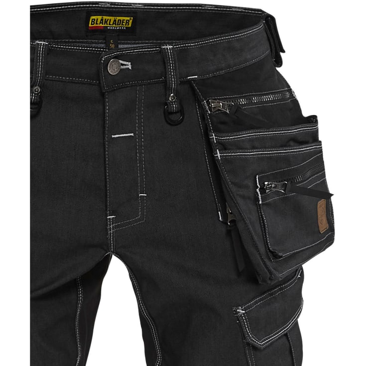Blåkläder Workwear X1900 håndværkerbukser med 2-vejs stretch, sort/hvid, str. D120
