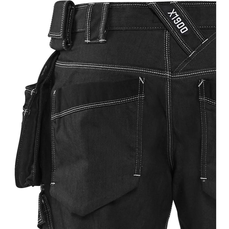 Blåkläder Workwear X1900 håndværkerbukser med 2-vejs stretch, sort/hvid, str. D120