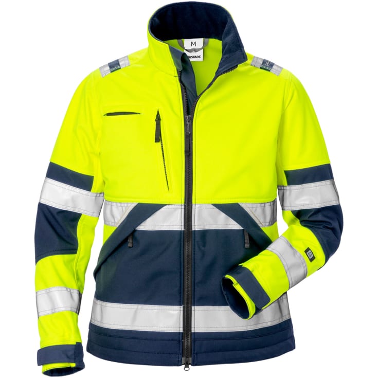 Fristads dame softshelljakke 4183, Hi-vis Gul/Marine, M