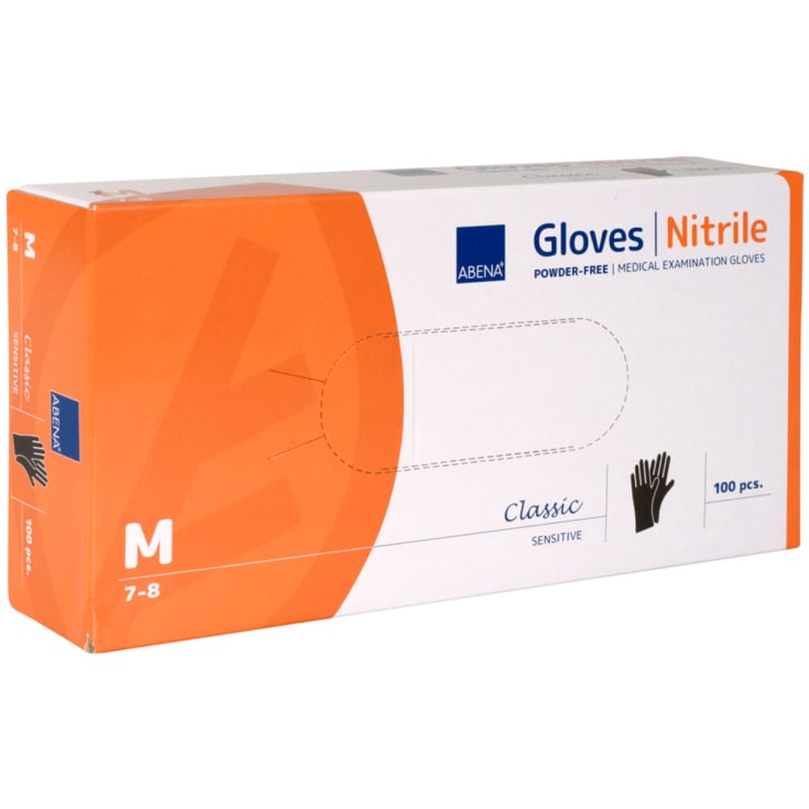Abena Classic Sensitiv nitril engangshandske pudderfri 100 stk., Sort, 9/10 XL