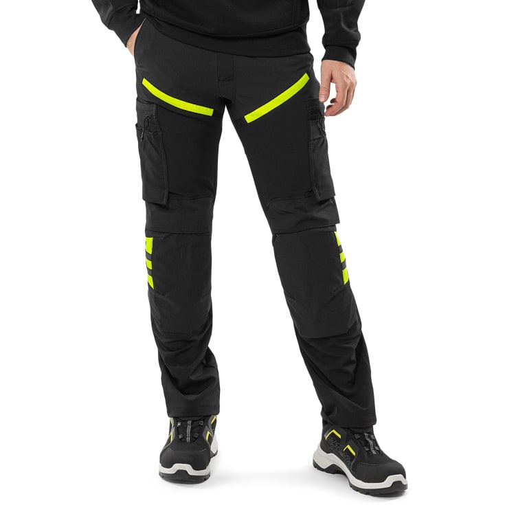 Fristads arbejdsbukser 2653 LWS full stretch, Sort/Hi-Vis Gul, C48