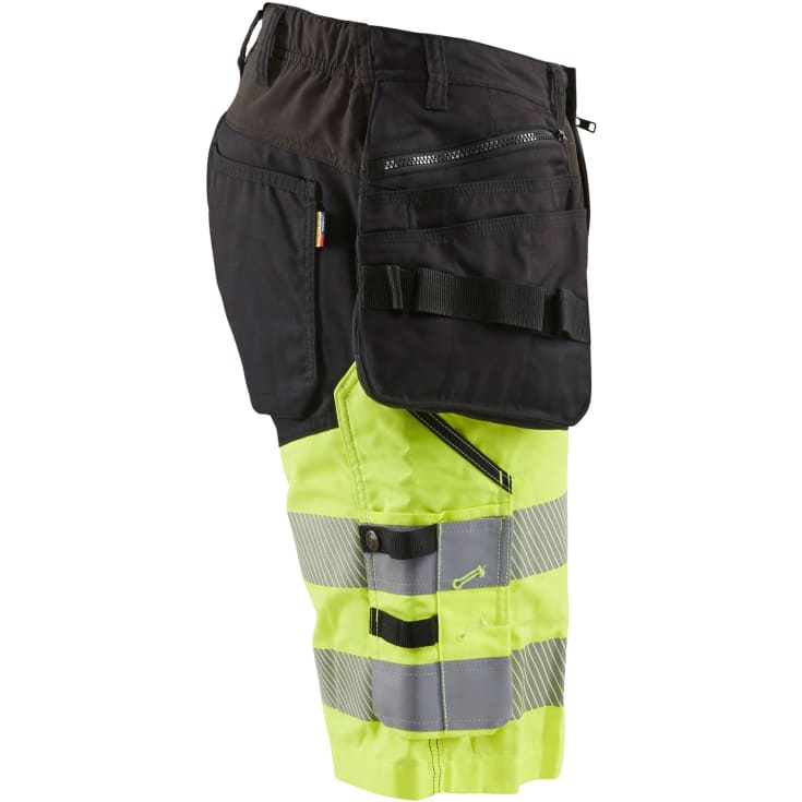 Blåkläder Workwear 1596 håndværkershorts med 4-vejs stretch, sort/hi-vis gul, str. C54