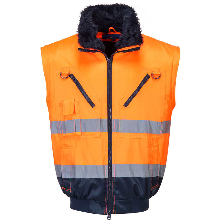 Portwest 3-i-1 pilotjakke, Hi-vis Orange/Marine, 3XL