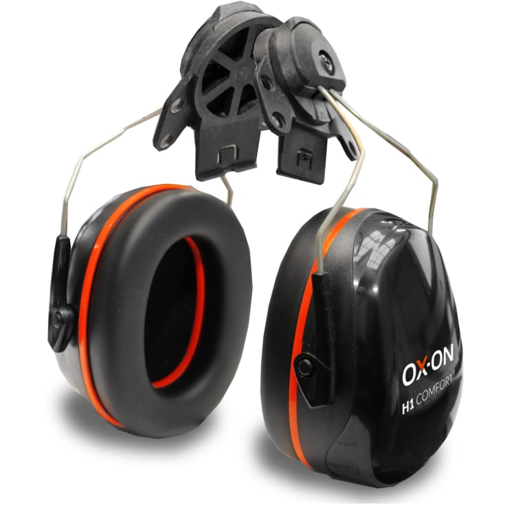 OX-ON H1 Comfort høreværn til hjelmmontering, Sort/Rød, ONESIZE