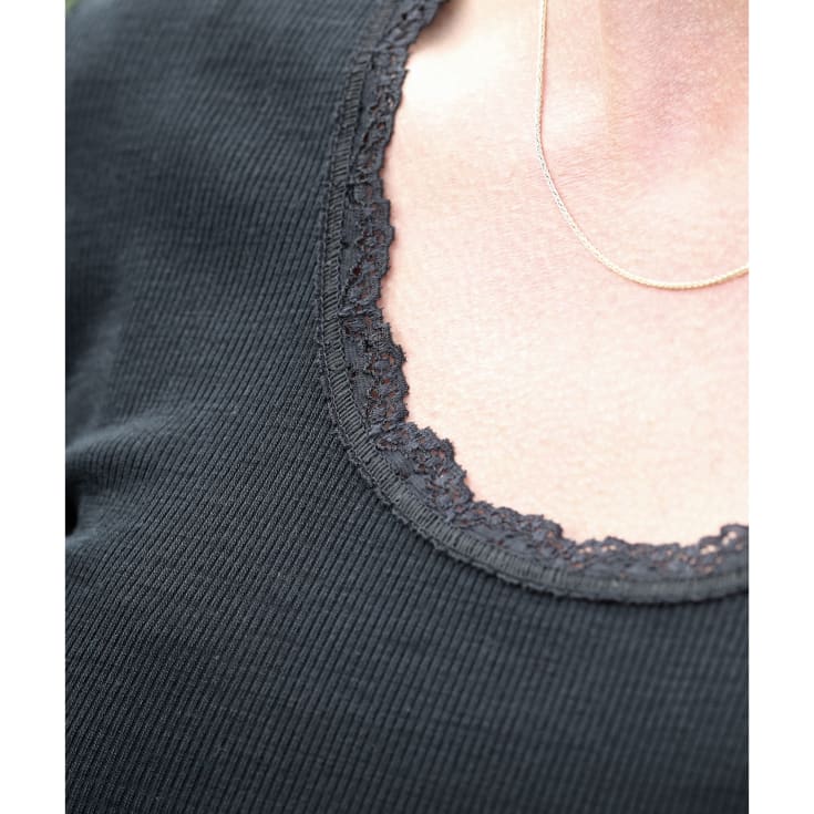Joha Cecilie dame T-shirt med merinould, Sort, 2XL