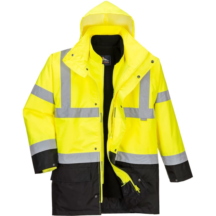 Portwest 5-i-1 parkajakke, Hi-vis Gul/Sort, 2XL