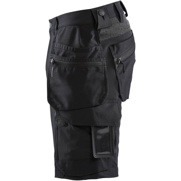Blåkläder Workwear 1520 håndværkershorts med 4-vejs stretch, sort/grå, str. C58