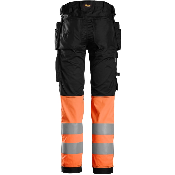 Snickers 6234 AllroundWork håndværkerbukser med stretch, sort/hi-vis orange, str. 256