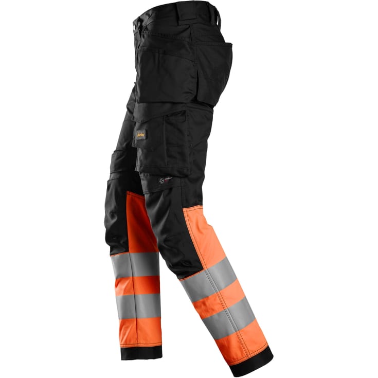 Snickers 6234 AllroundWork arbetsbyxor med stretch, svart/hi-vis orange, st 56