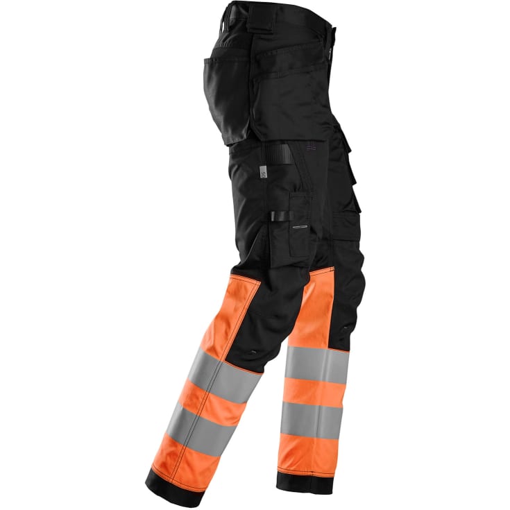 Snickers 6234 AllroundWork arbetsbyxor med stretch, svart/hi-vis orange, st 56