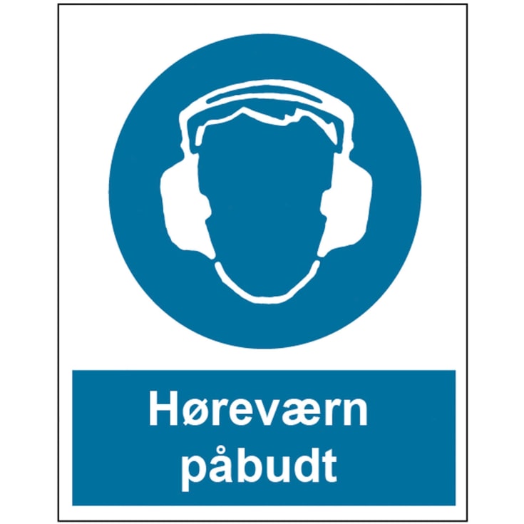 OX-ON advarselsskilt Høreværn påbudt A4, Blå, ONESIZE