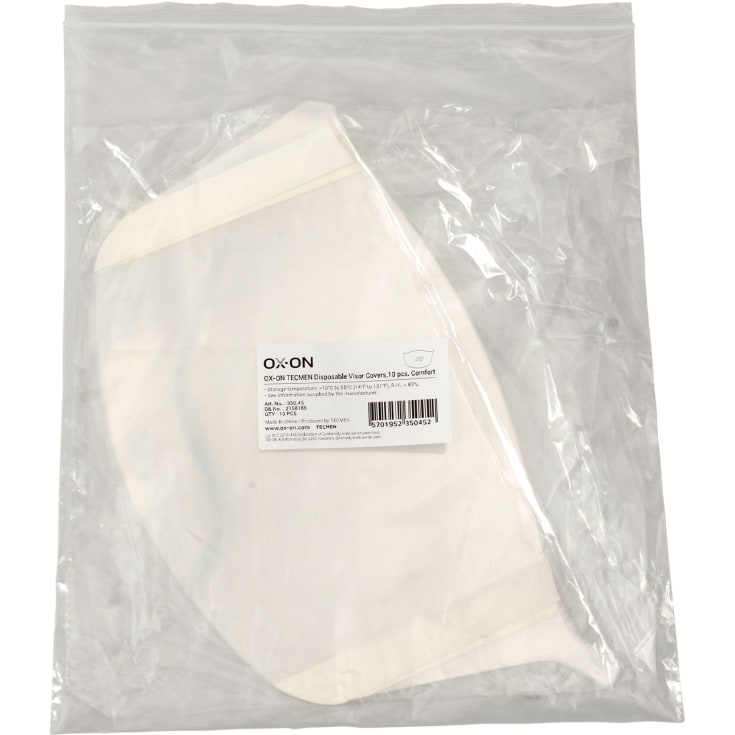 OX-ON Tecmen dekkvinduer for visir 10 stk., Hvit, ONESIZE