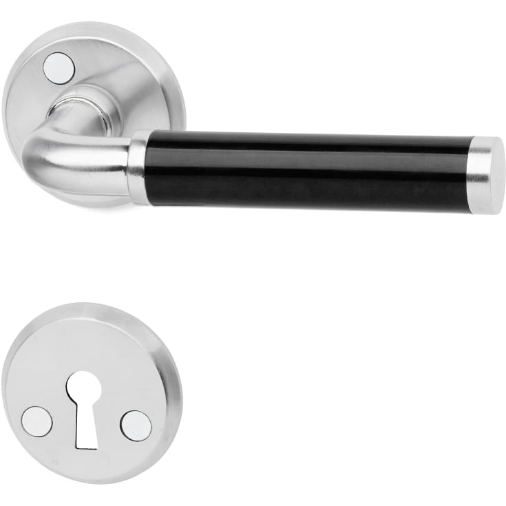 Habo A383 dørhåndtak, svart/børstet krom