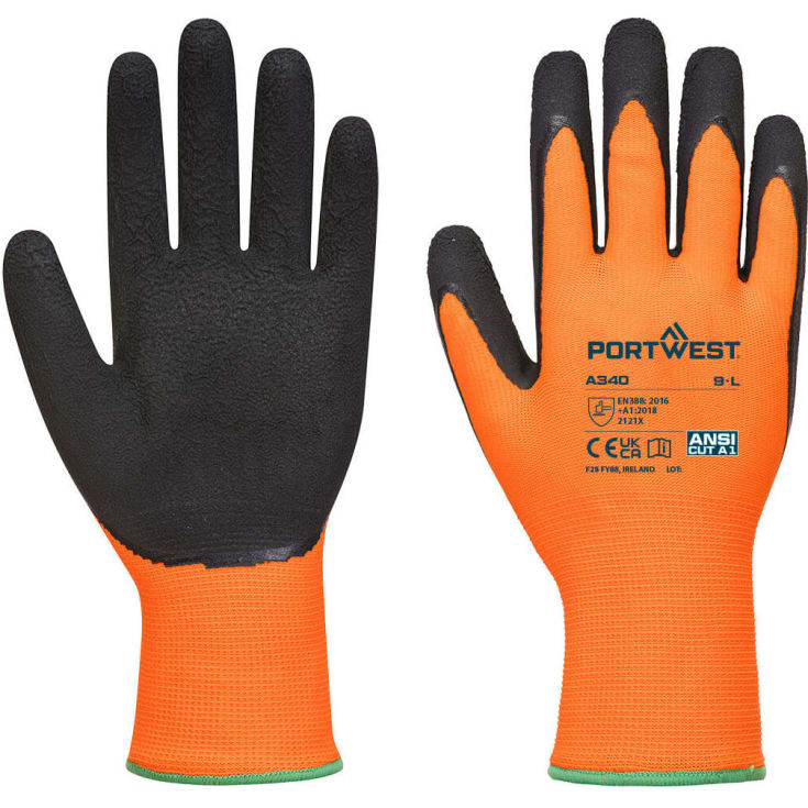 Portwest A340 Grip arbejdshandsker, Orange/Sort, 2XL/11
