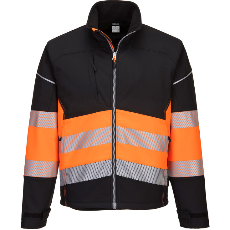 Portwest PW3 softshelljakke, Hi-Vis Sort/Orange, 2XL