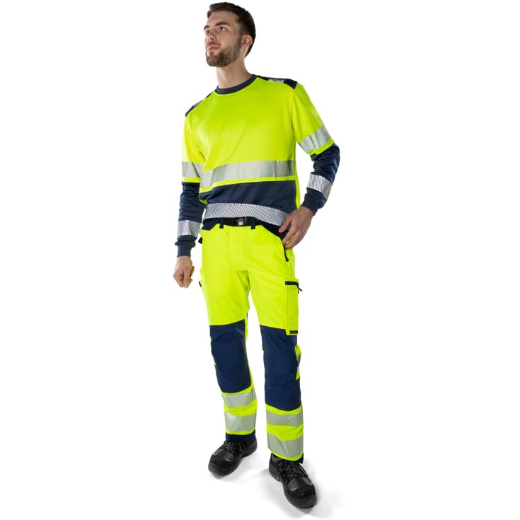 Fristads Green håndværkerbukser 2644 GSTP full stretch, Hi-Vis gul/marine, C54