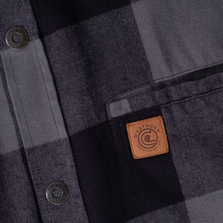 Westborn skovmandsskjorte, mørkegrå/sort, str. M