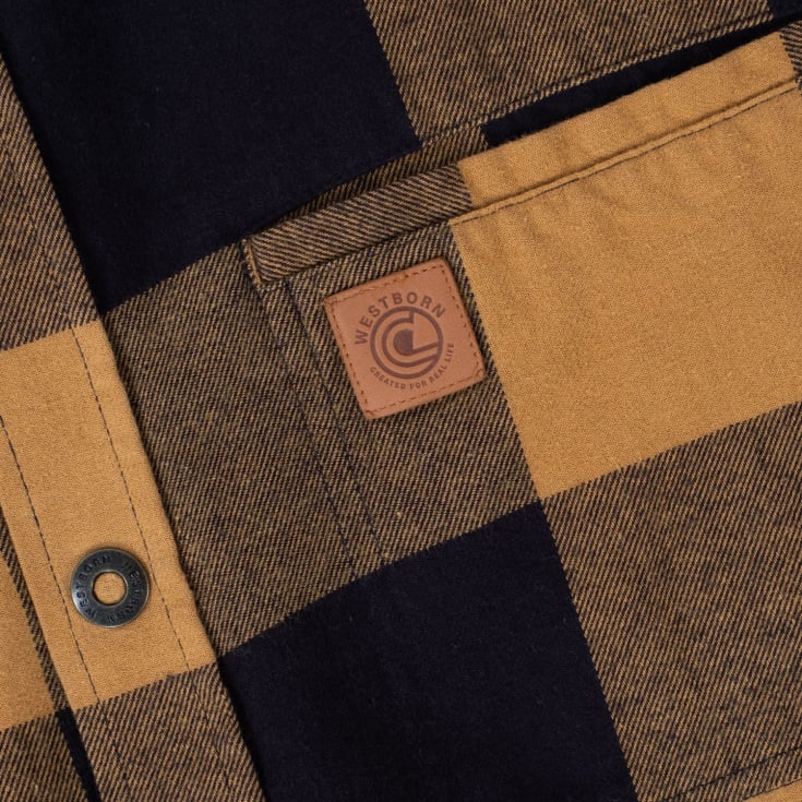 Westborn skovmandsskjorte, gul/sort, str. 3XL