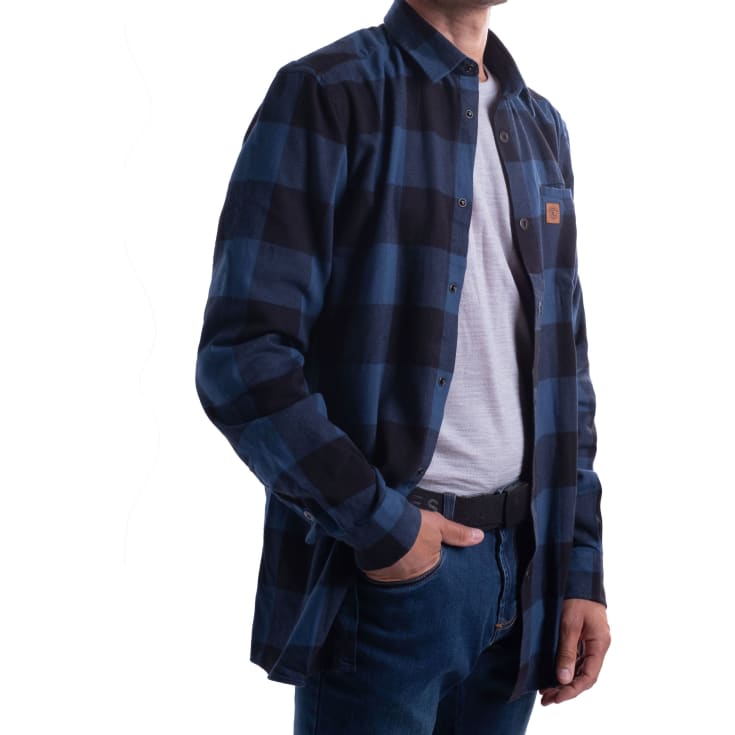 Westborn casual flannelskjorte, Dusty Blue/Black, L