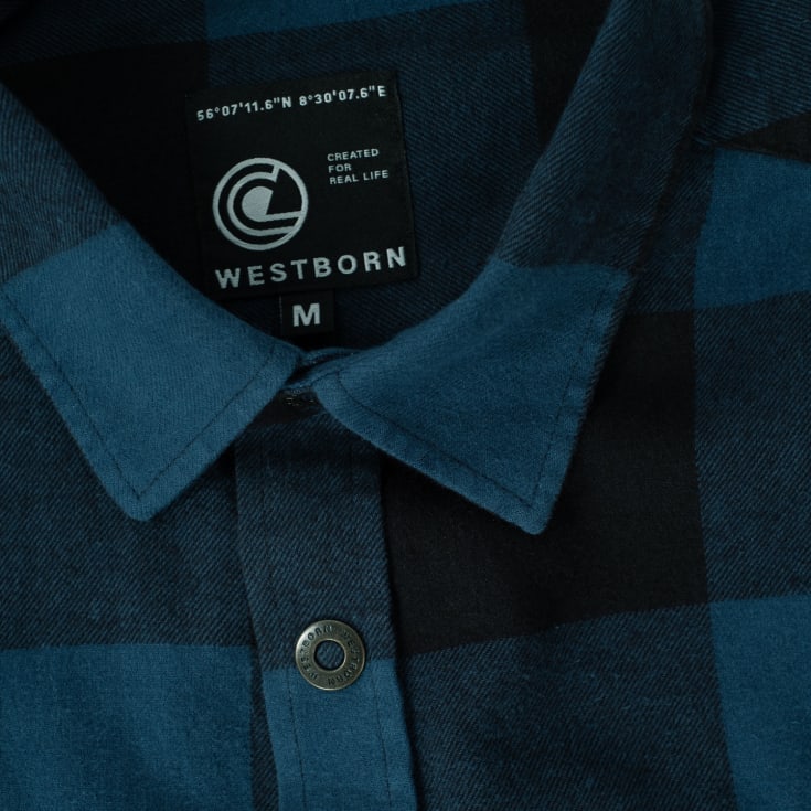 Westborn casual flannelskjorte, Dusty Blue/Black, L
