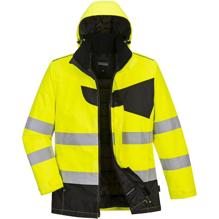 Portwest PW2 vinterjakke, hi-vis gul/sort, str. XL