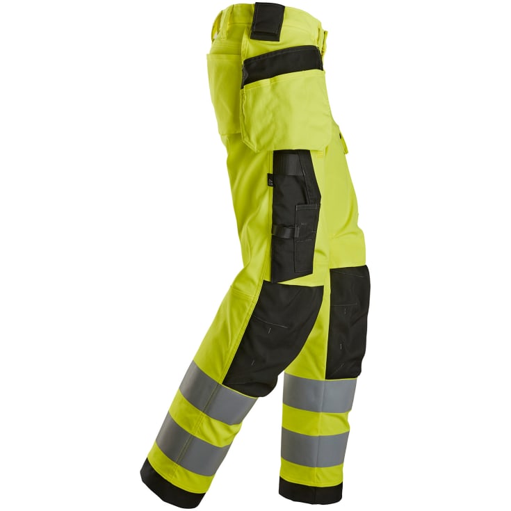 Snickers dame håndværkerbukser 6743, Hi-vis Gul/Sort, 52