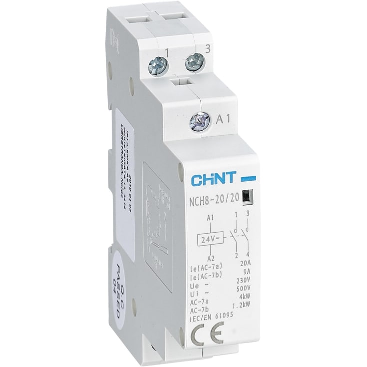 3 st Kontaktor Chint NCH8-20/20 24VAC, 20A, 2 ändar, 1M