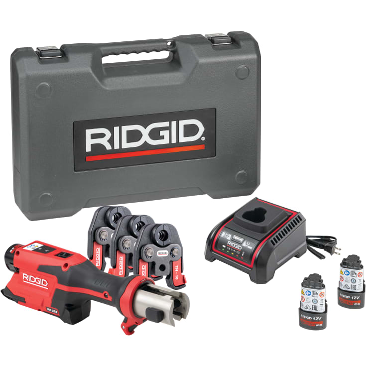 Ridgid pressmaskine RP251, 2 x 12 V/2,5 Ah og lader, TH 16/20/26