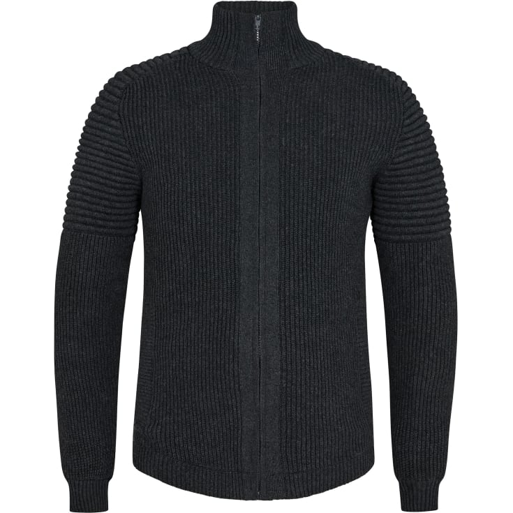 Engel Extend windbreaker strikcardigan, Mørk Gråmeleret, 6XL