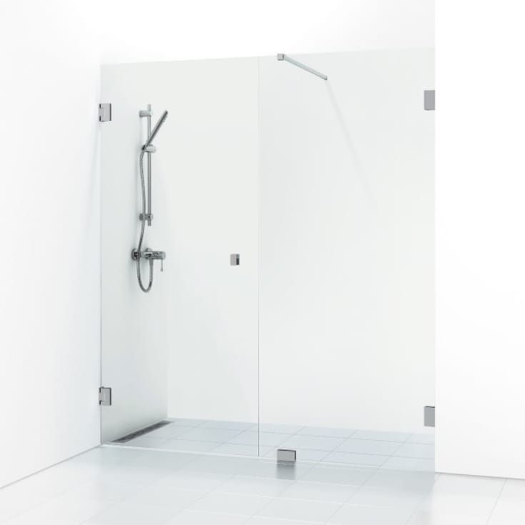 Svedbergs 180° dusjnisje rett/fast, 196,5 cm, klart glass, sort matt profil