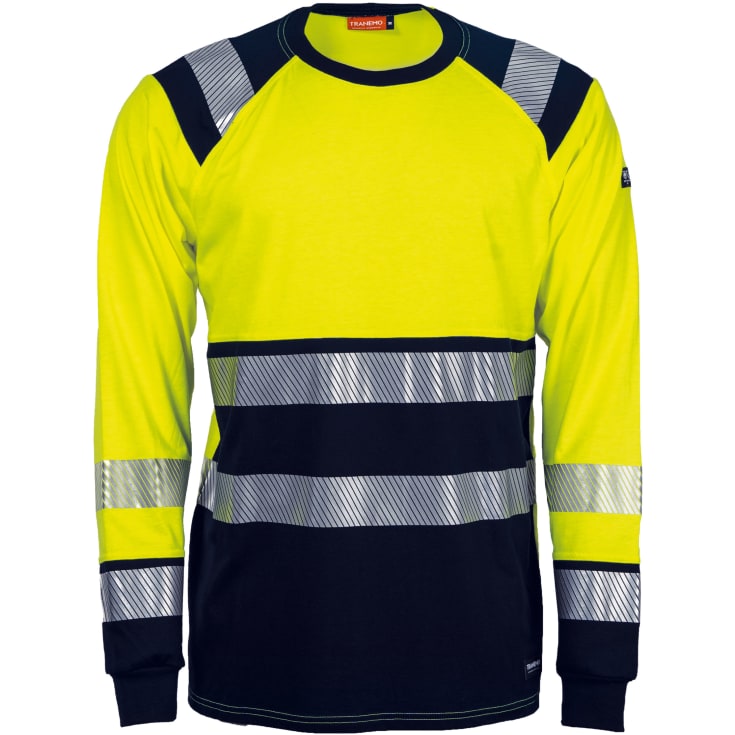 Tranemo FR langærmet T-shirt, Hi-Vis gul/marine, M