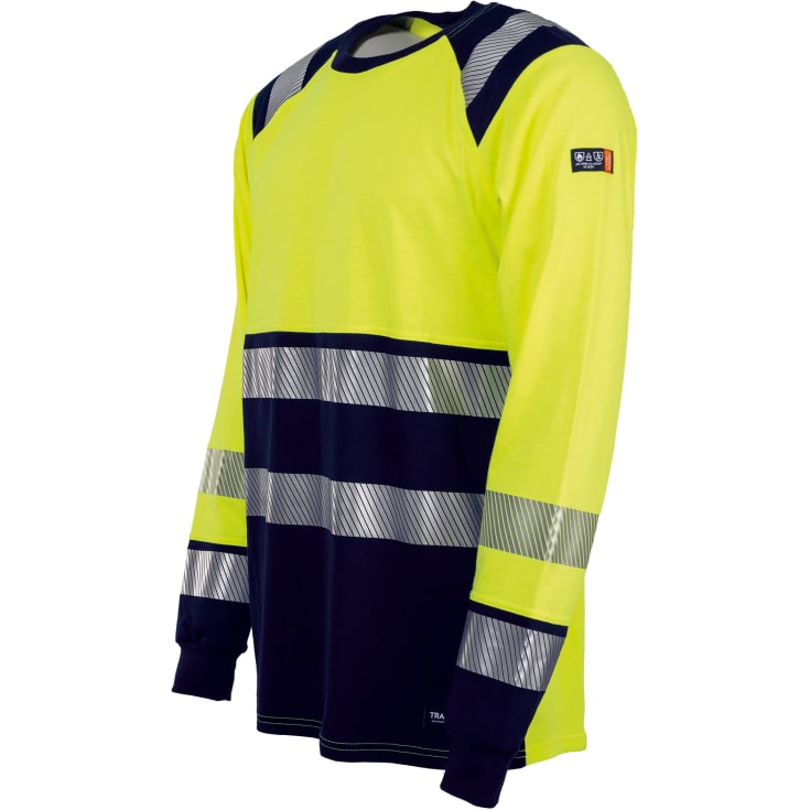 Tranemo FR langærmet T-shirt, Hi-Vis gul/marine, M