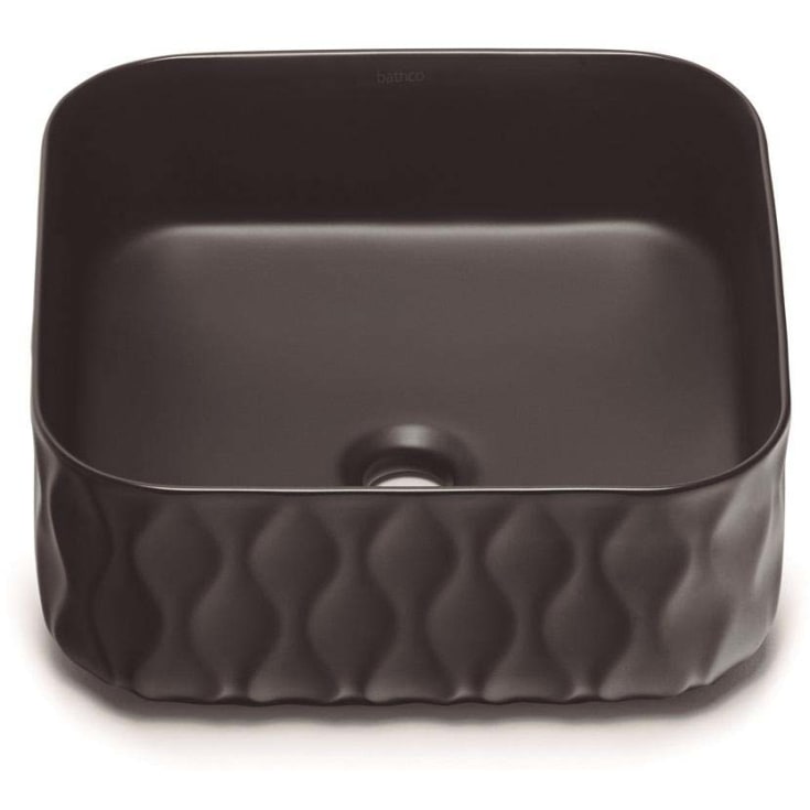Bathco Sand waves toppmontert servant, 38,5x38,5 cm, sort matt