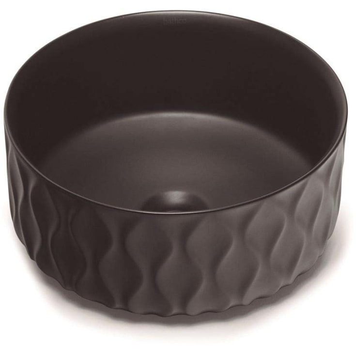 Bathco Sand waves toppmontert servant, 36x36 cm, sort matt