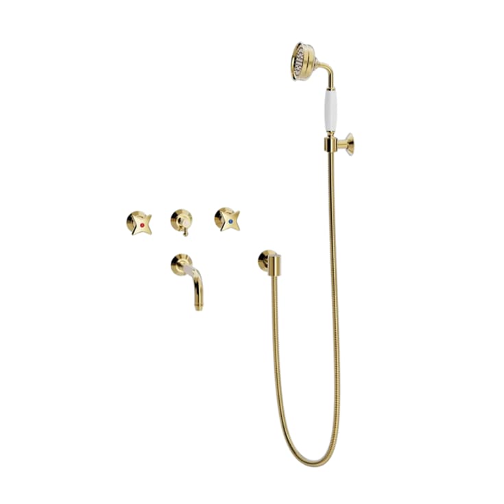 Toni Krydsgreb kararmatur med brusesæt, messing