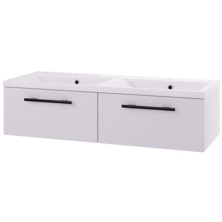Linn Bad Ingrid servantskap, 2 Skuffer, dobbel, 120x45,3x28,5 cm, hvit matt