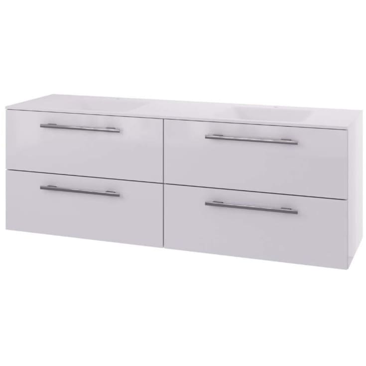 Linn Bad Ingrid servantskap, 4 Skuffer, dobbel, 160x45,3x57 cm, hvit matt