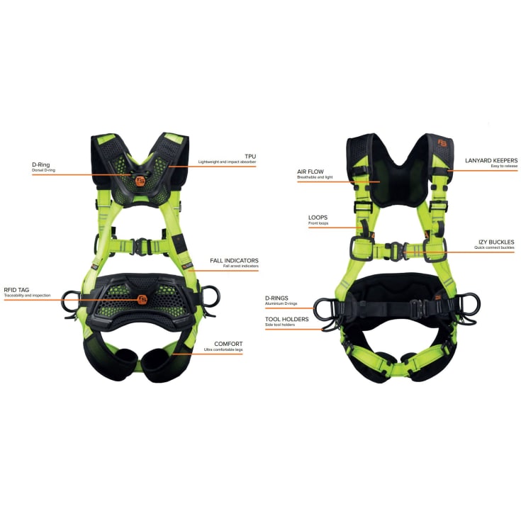 Fall Safe FS222 Ultra sele, Hi-viz gul, 2XL